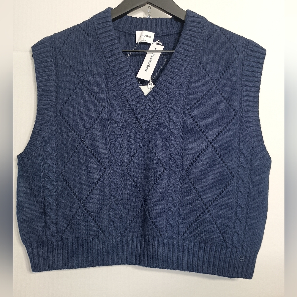 Merino wool and cotton sweater vest